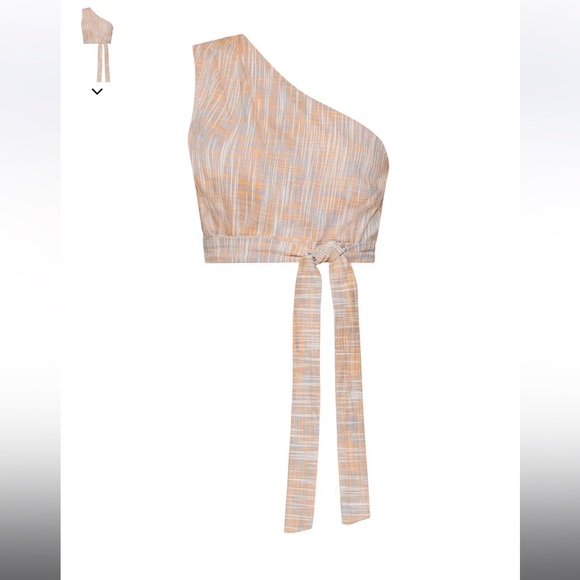 Orange One Shoulder Crop Top - Picture 8 of 10